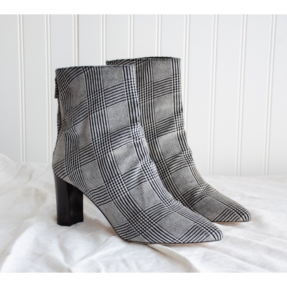Club Monaco velvet plaid‎ pointed toe ankle boots size 7.5